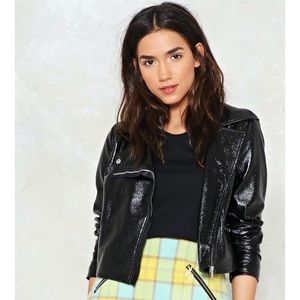 NWT Nasty Gal Vegan Leather Cracked Vinyl Moto